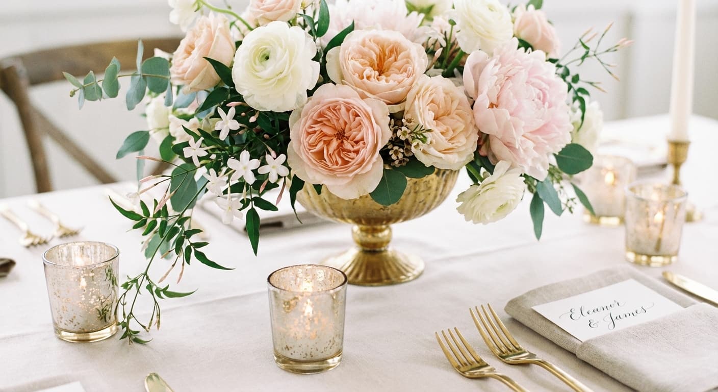 Wedding venue decorated in a coordinated color palette