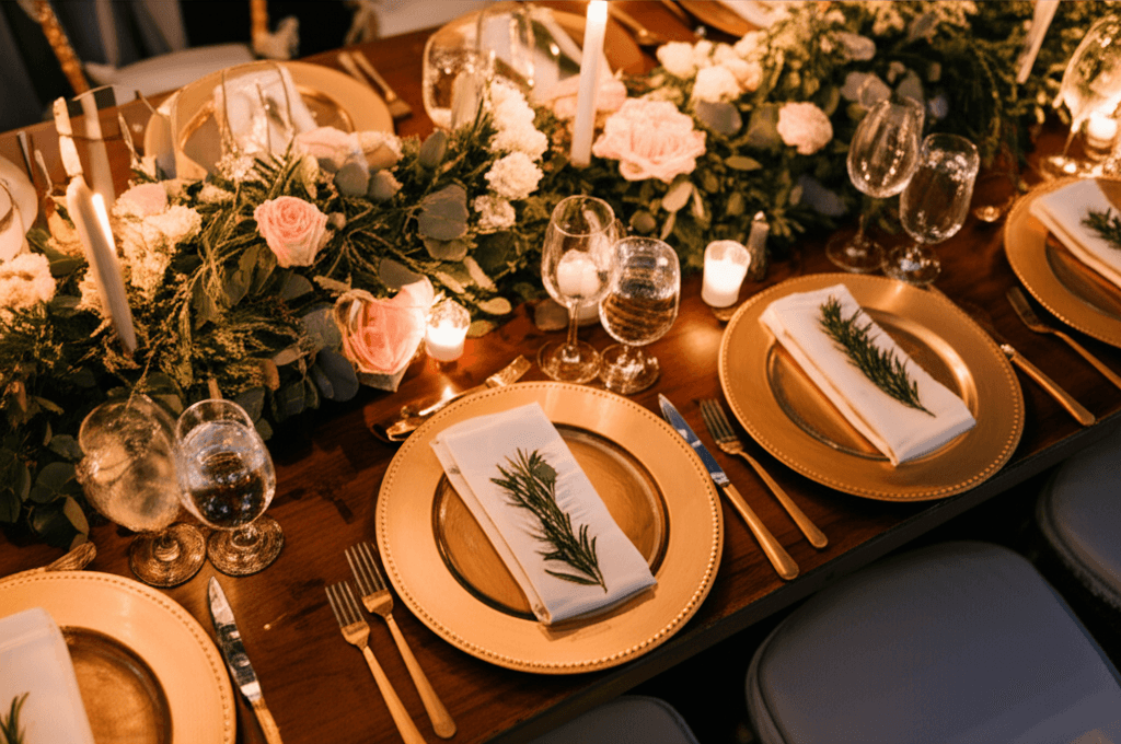 AI visualization of an elegant wedding reception table setting